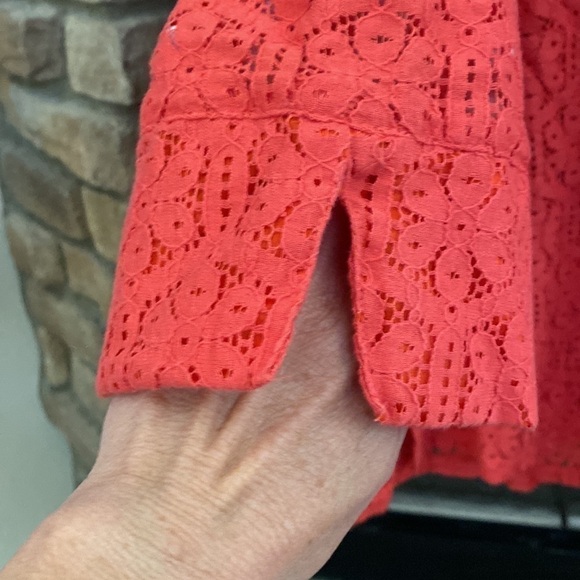 Tangerine see through lace blouse with pearl buttons. XL - Picture 4 of 8